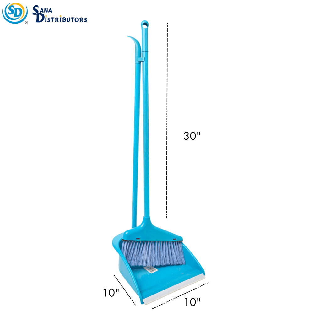 Plastic Broom with Dustpan 30" Ass.colors