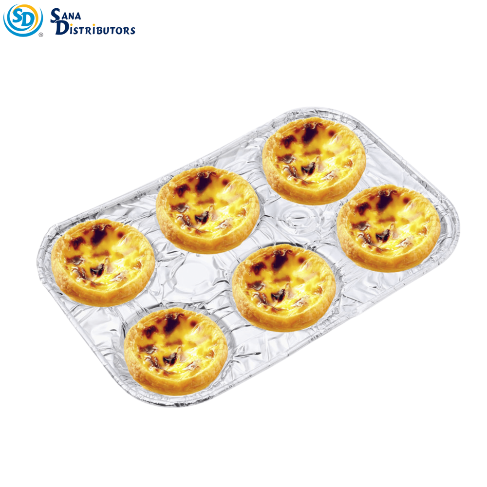 Aluminum Foil 6 Cup Muffin Tray 6pcs [9.5" x 6.5" x 1.5"] ($0.37 per Pc)