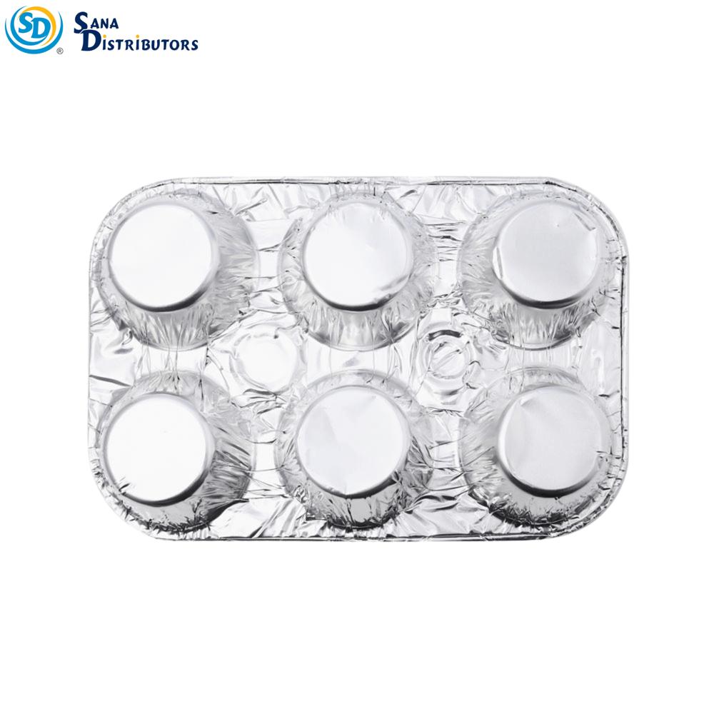 Aluminum Foil 6 Cup Muffin Tray 6pcs [9.5" x 6.5" x 1.5"] ($0.37 per Pc)