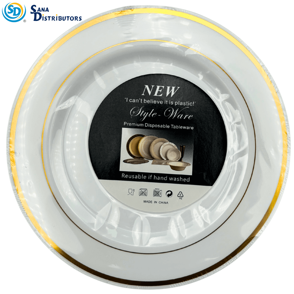Plastic Plate Gold 10" 3 Pcs