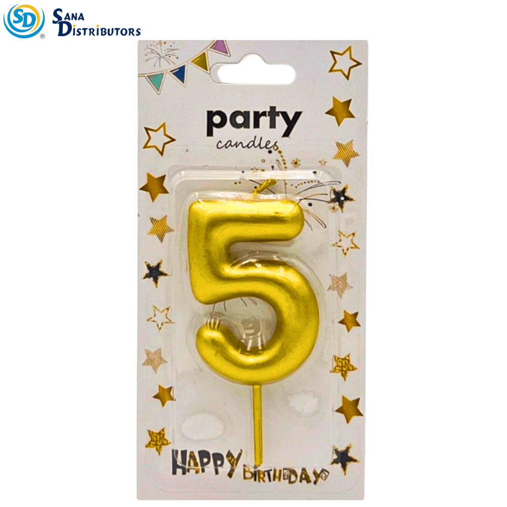 Birthday Candles - Digits - Gold [0-9] 5"x3"