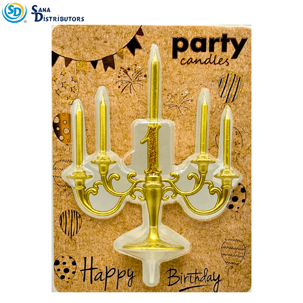 Birthday Candle Cake Topper - Gold 9"x7"