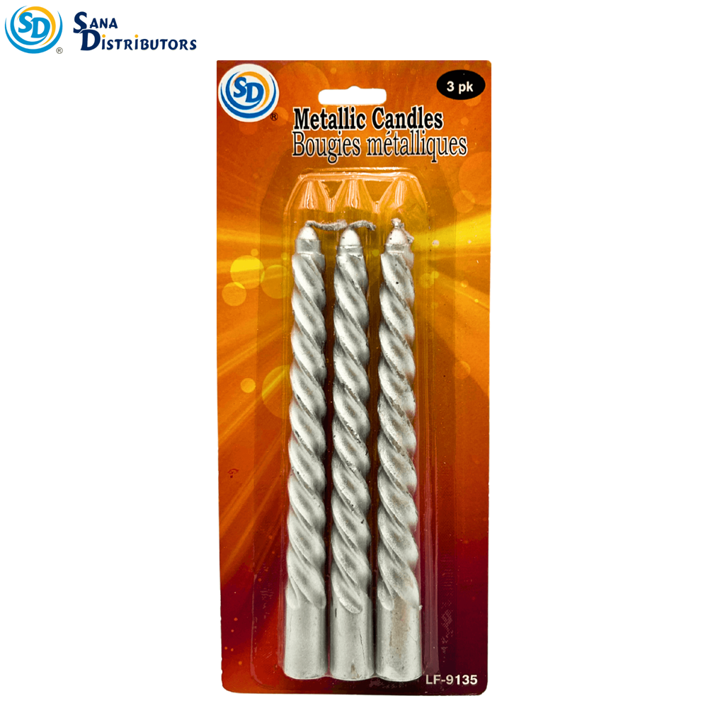 Sd Metallic Candles 3pcs 8"x3"