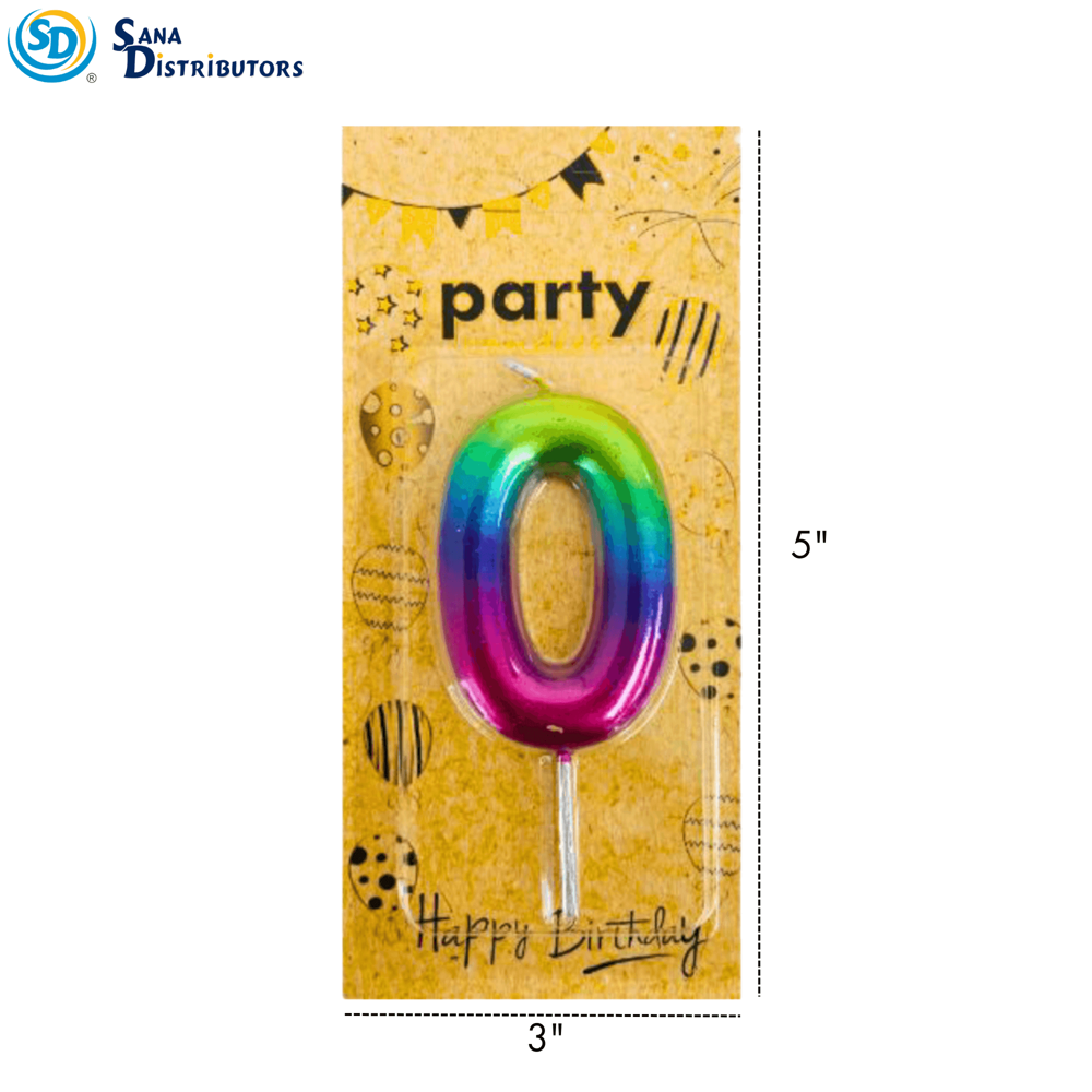 Birthday Candle Multicolor #0-9 5"x3"
