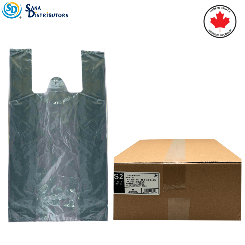 Sd s-2 Plastic Shopping Bags Grey 15" x 18" Made in Canada