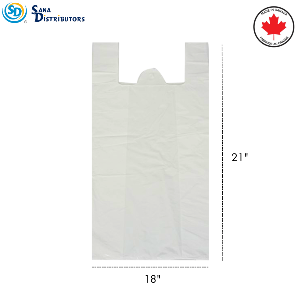 Sd s-5 Plastic Shopping Bags White 18" x 21" Made in Canada
