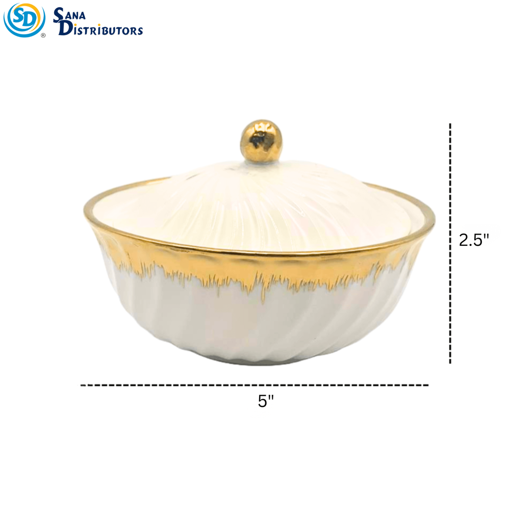 Porcelain Bowl Set with Lid 3 Pieces