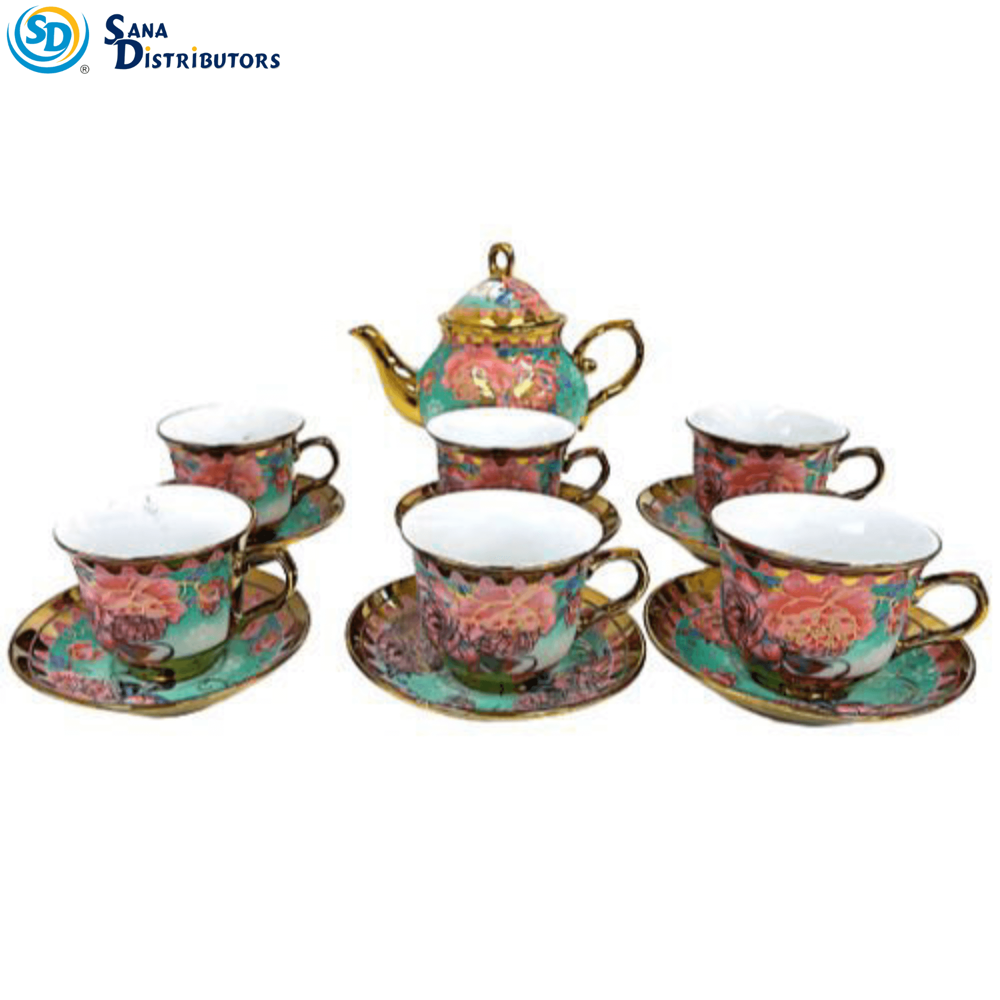 Tea Set W/ Kettle & Stand 13pcs