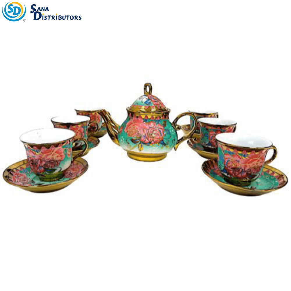 Tea Set W/ Kettle & Stand 13pcs
