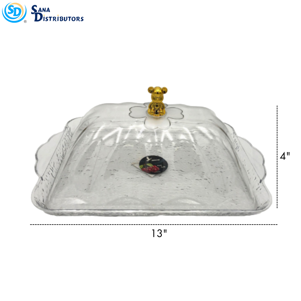 Plastic Plate with Lid- 13" x 9.5" x 4"