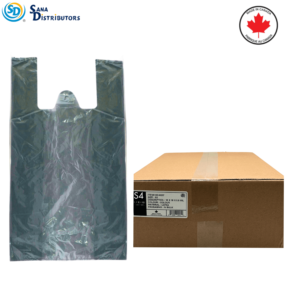 Sd s-4 Plastic Shopping Bags Grey 17" x 22" 500pcs Made in Canada