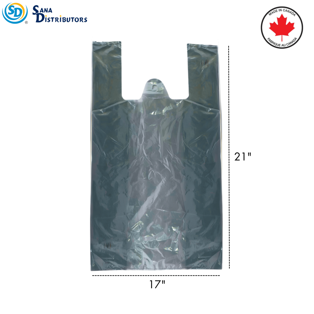 Sd s-4 Plastic Shopping Bags Grey 17" x 22" 500pcs Made in Canada