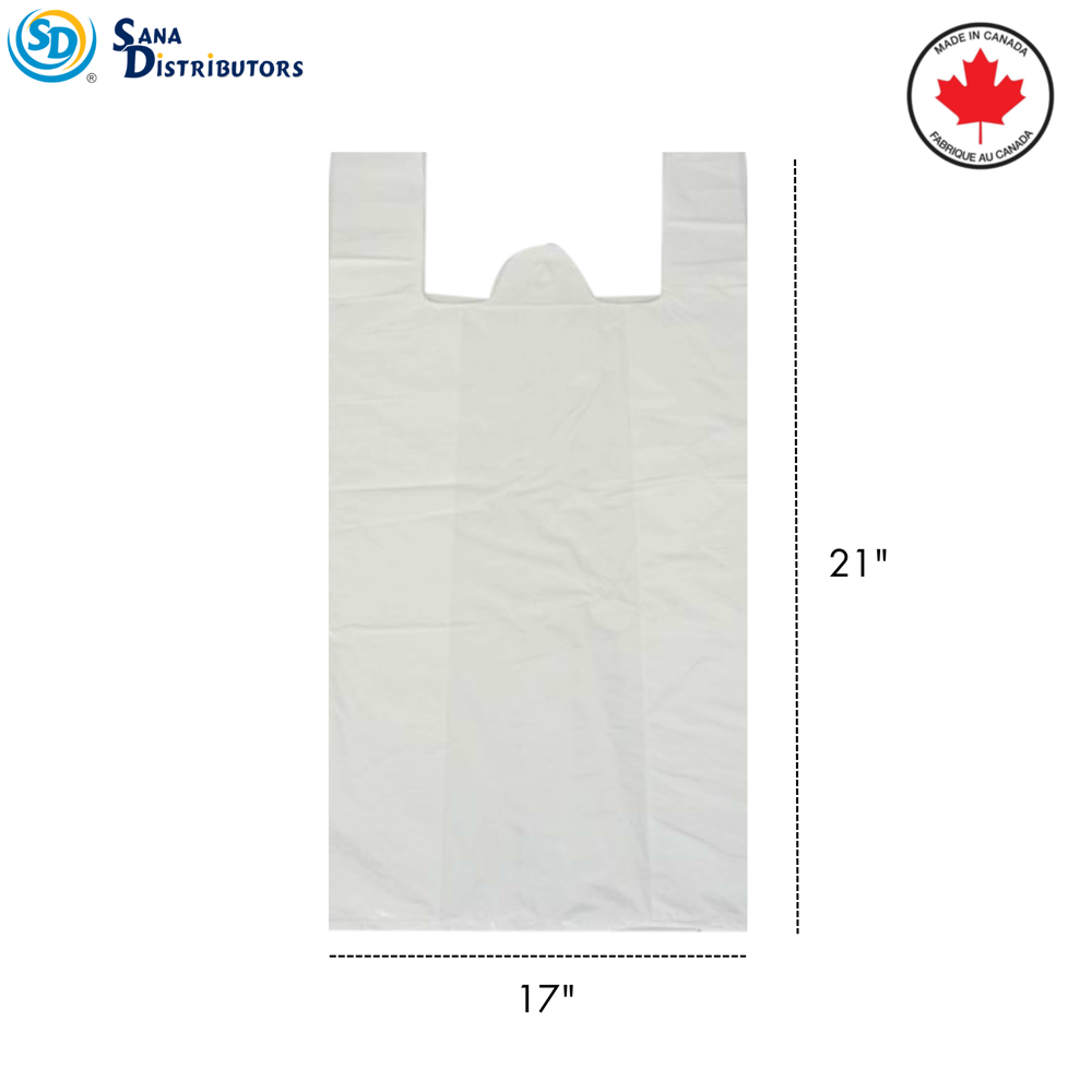 Sd s-4 Plastic Shopping Bags White 17" x 21" Made in Canada