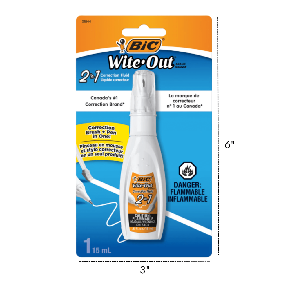 Bic Wite-out Correction Liquid 2-in-1 15 mL