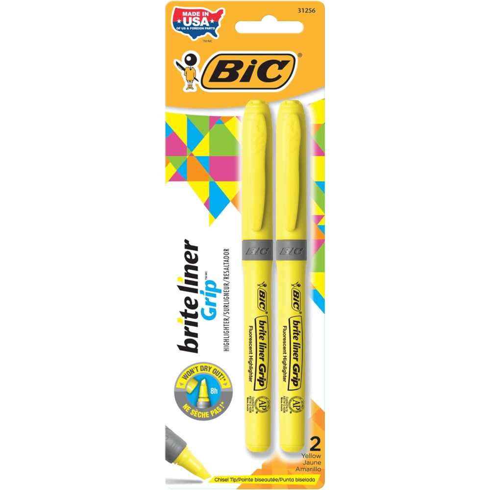 Bic Highlighter - Chisel Tip 2pcs