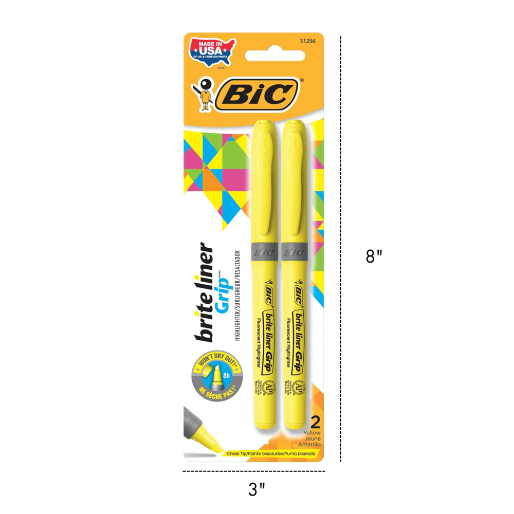 Bic Highlighter - Chisel Tip 2pcs