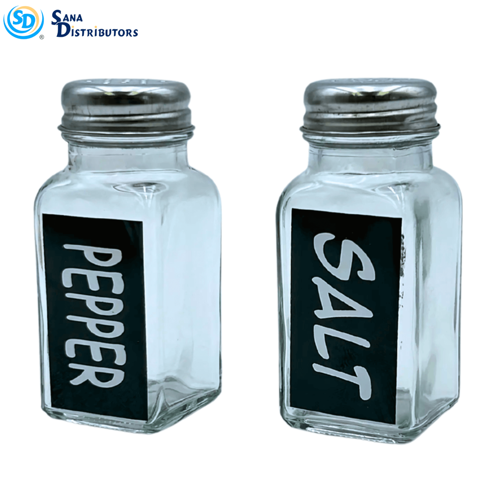 Glass Salt & Pepper 2pc Set with Writing