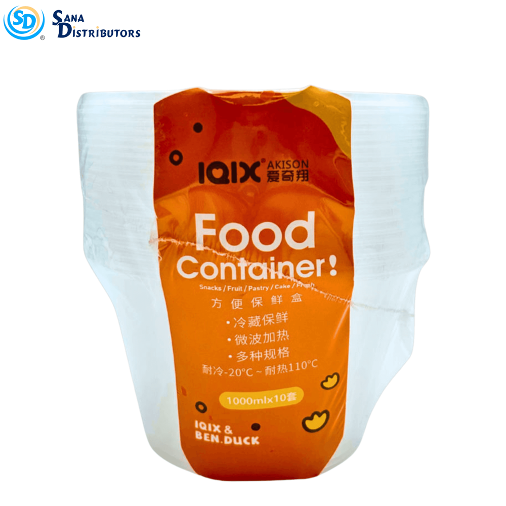 Round Plastic Food Container 10 Pack - 500 mL