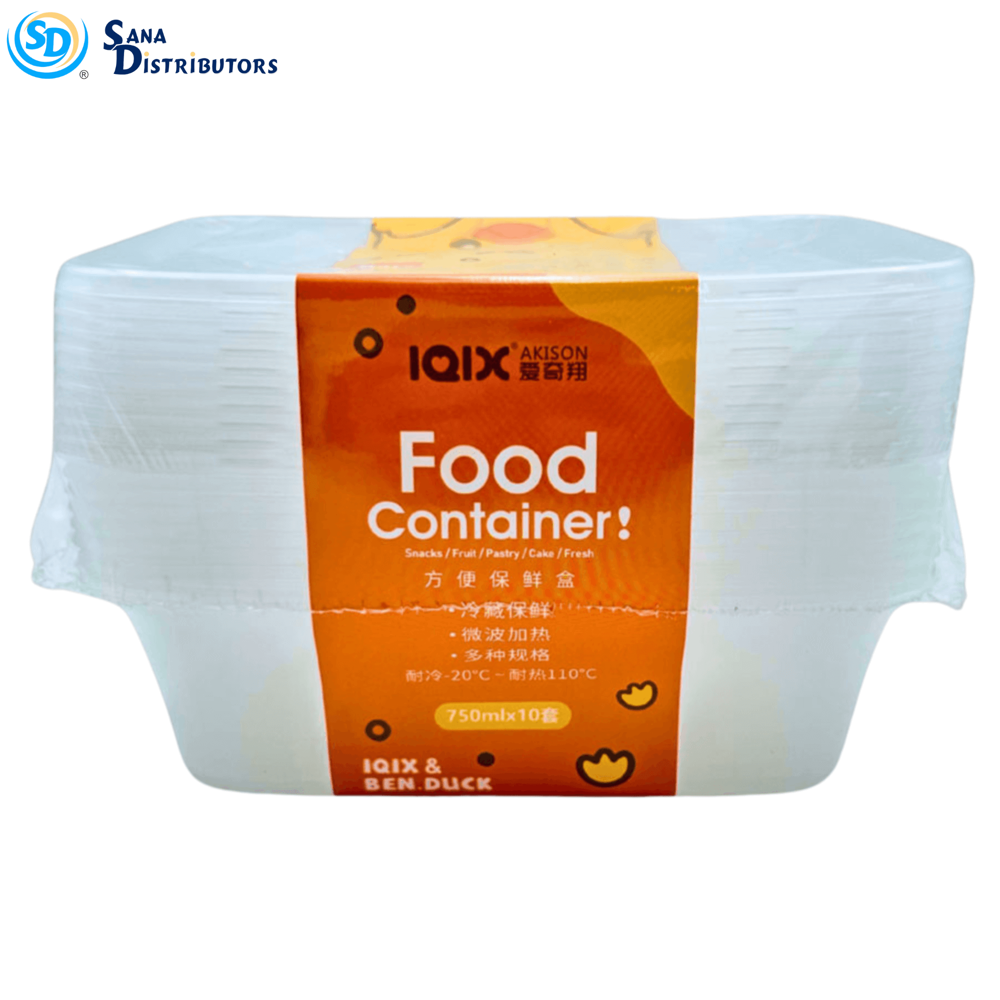 Plastic Food Container 10 Pack - 750 mL