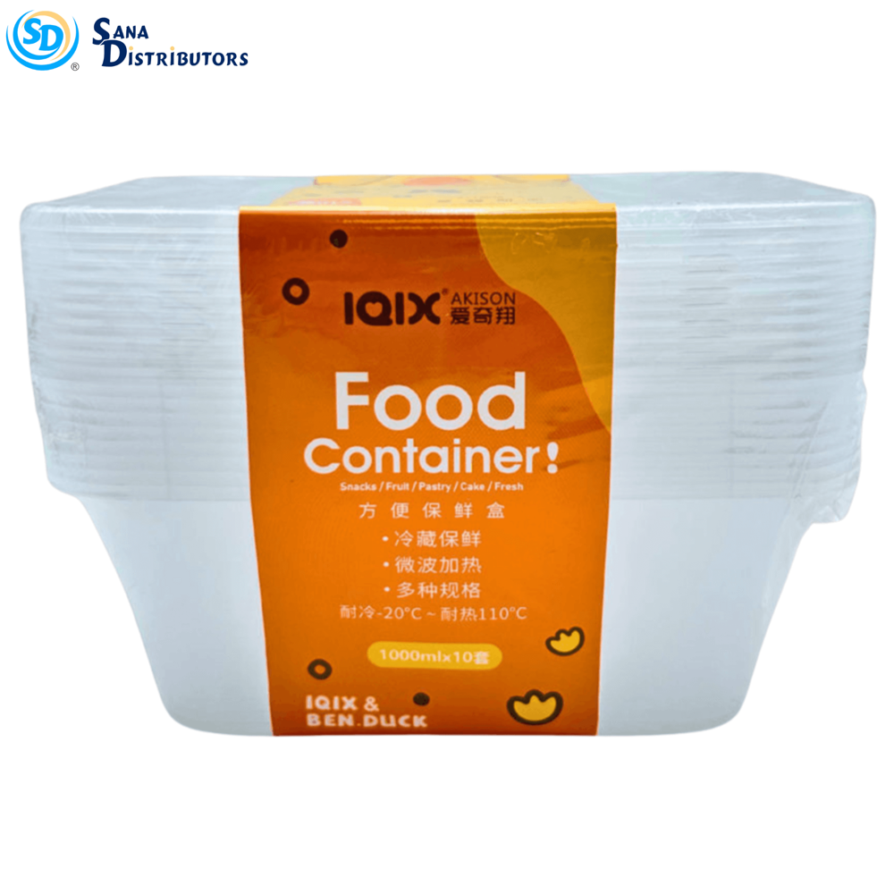Plastic Food Container 10 Pack - 1000 mL