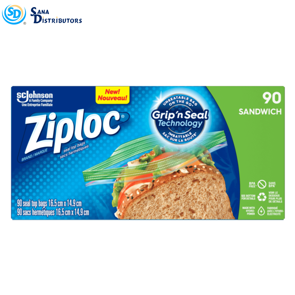 Ziploc Sandwich Bags 90 Pcs 16.5 x 14.9 Cm