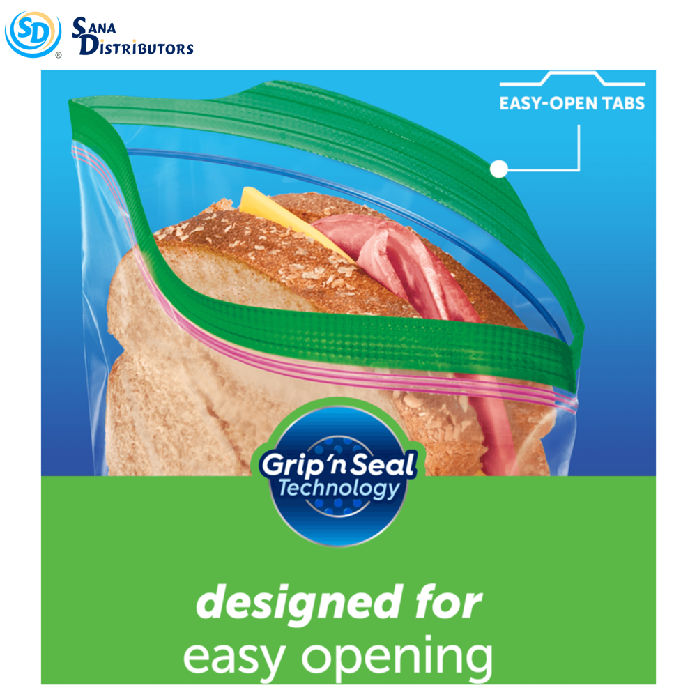 Ziploc Sandwich Bags 90 Pcs 16.5 x 14.9 Cm