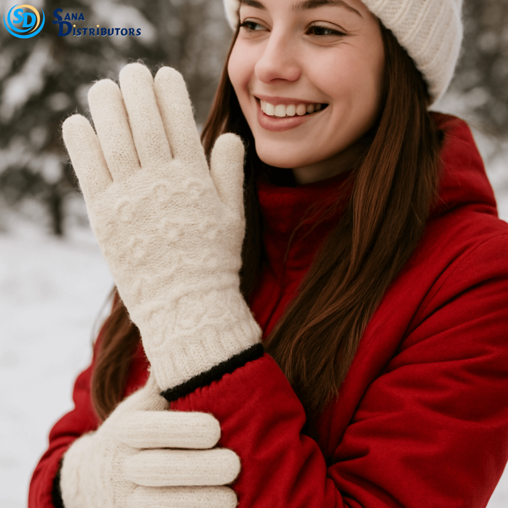 Ladies Knitted Gloves - Assorted Colours