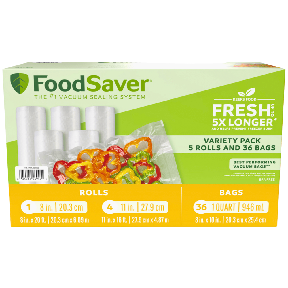 Foodsaver Bags 5 Rolls - 36 Bags [8" x 20ft]