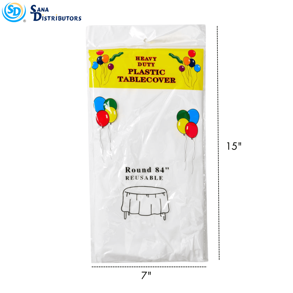 Table Cover Heavy Duty - Round 84" 1pc - Assorted Colours