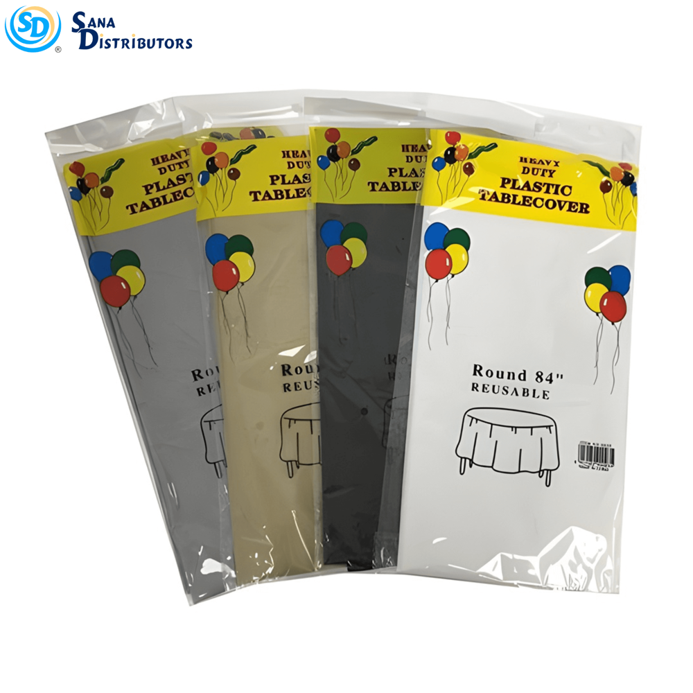 Table Cover Heavy Duty - Round 84" 1pc - Assorted Colours