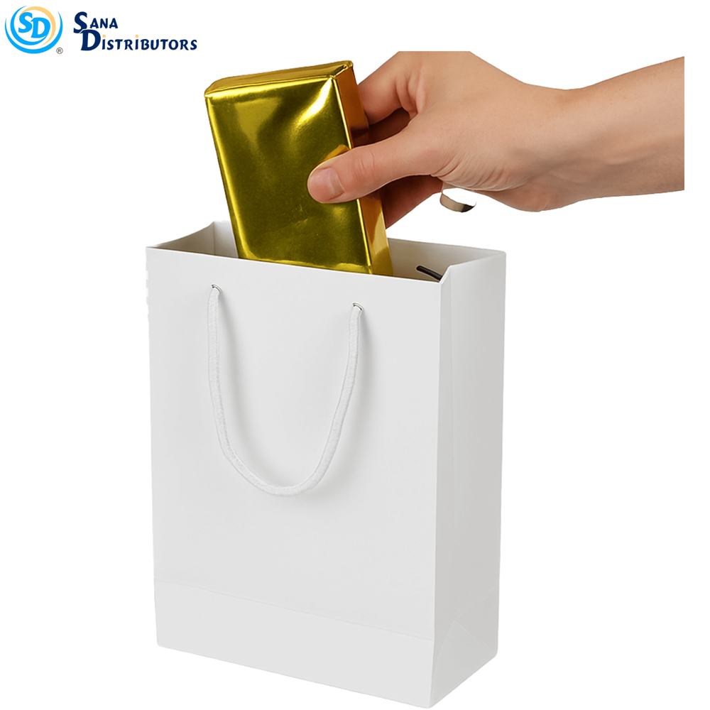 Paper Gift Bags - White 12pcs [8" x 4" x 10"] ($0.75 per Unit)
