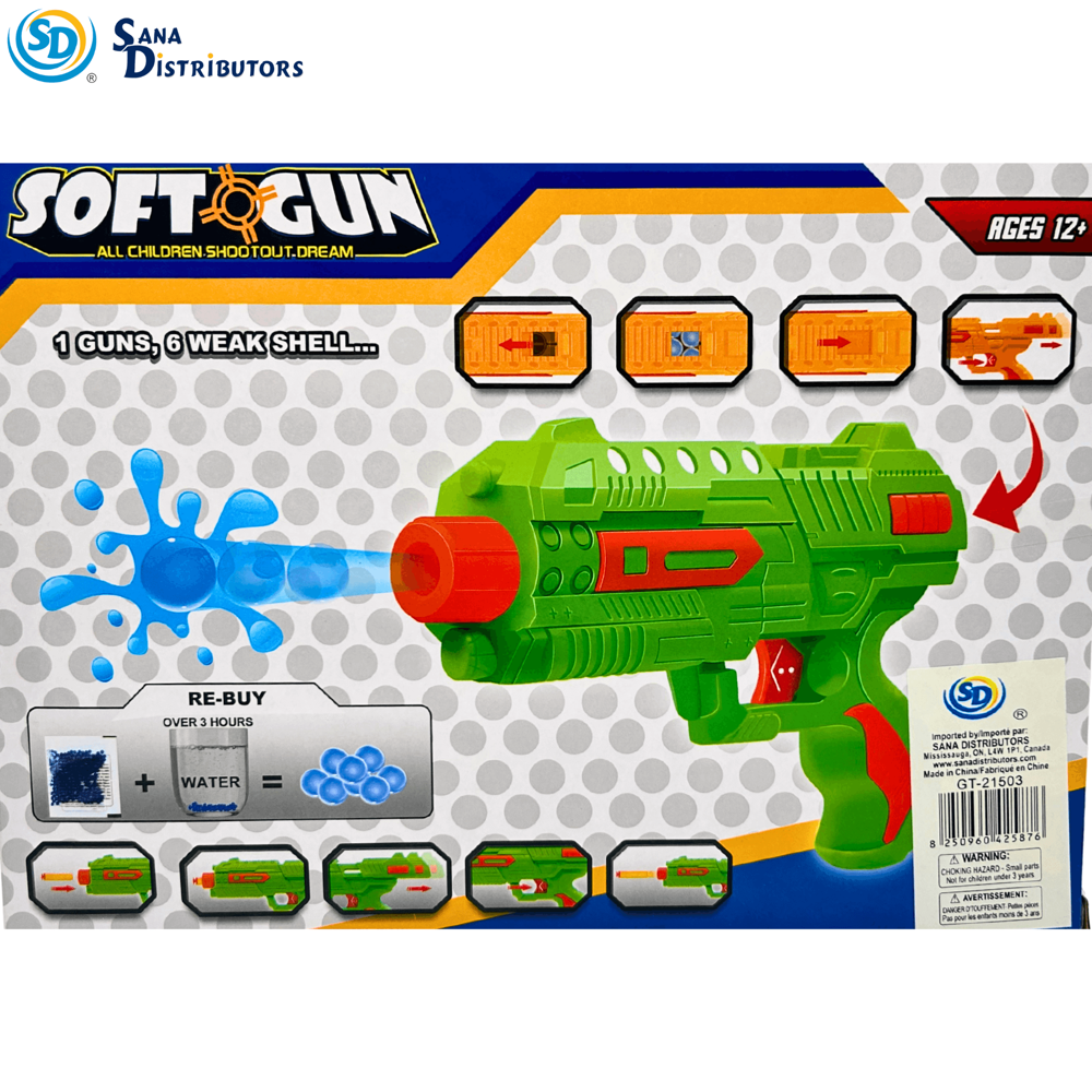 Toy Gun W/ Foam Bullets 8"