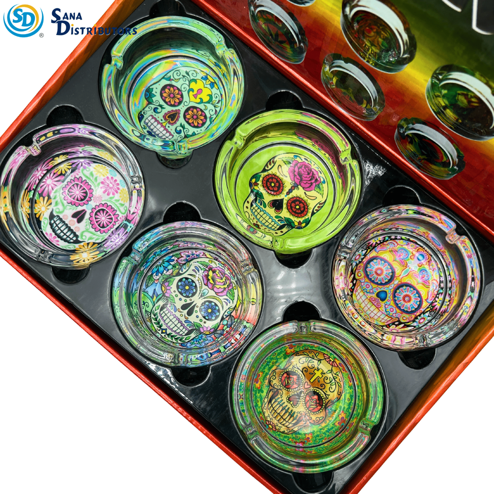 Glass Ashtray - Skulls 6pcs ($16.50 for 6pcs)