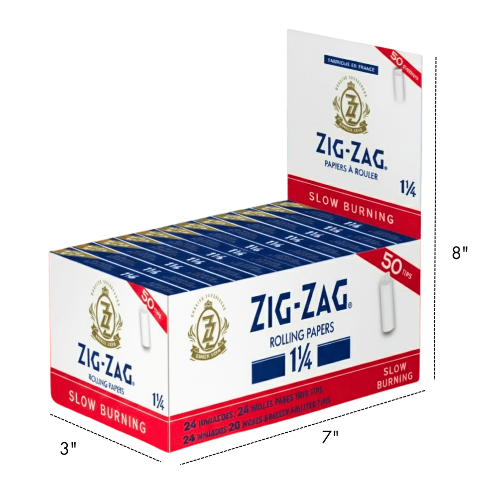 Zig-zag Rolling Papers 1 1/4 Slow Burning with 50 Tips 24pcs
