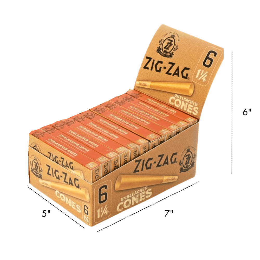 Zig-zag Pre-rolled Cones - Unbleached 1 1/4 -6 Cones 24pcs