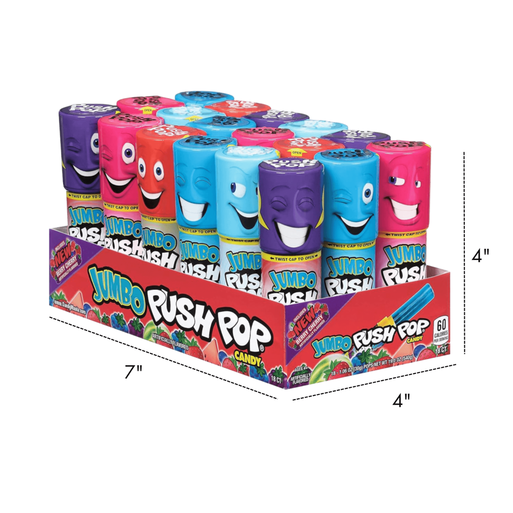 Jumbo Push Pop Candy 30 g 18pcs ($1.75 per Unit) [Exp: 12/2027]
