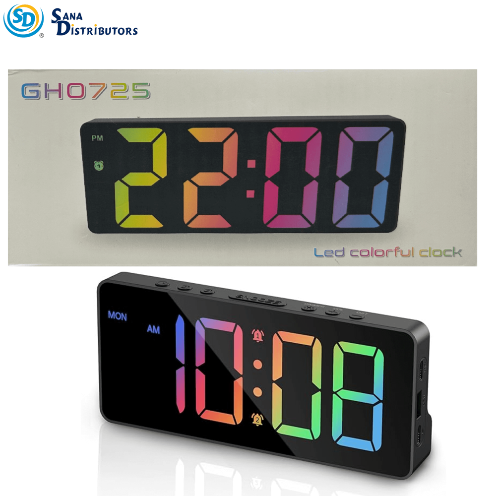 LED Colourful Clock with USB Cable #gh0725