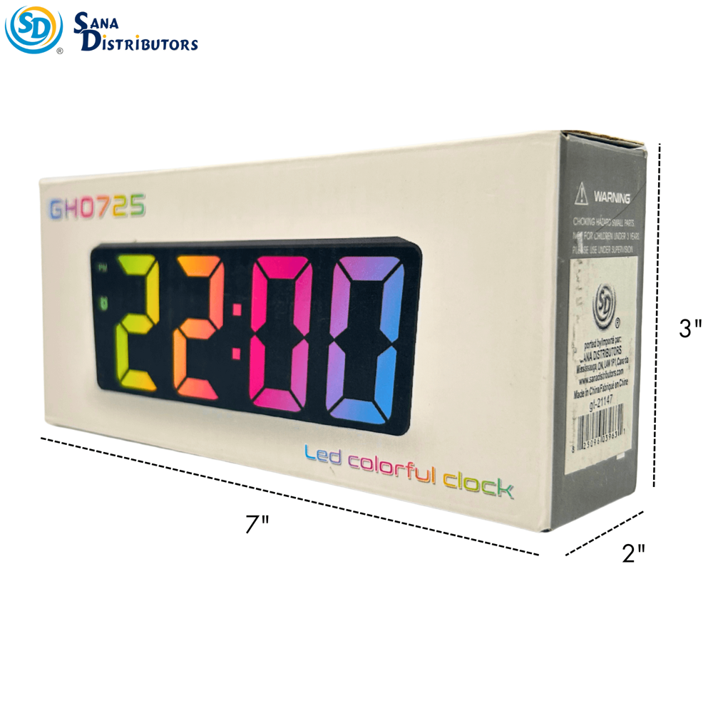 LED Colourful Clock with USB Cable #gh0725