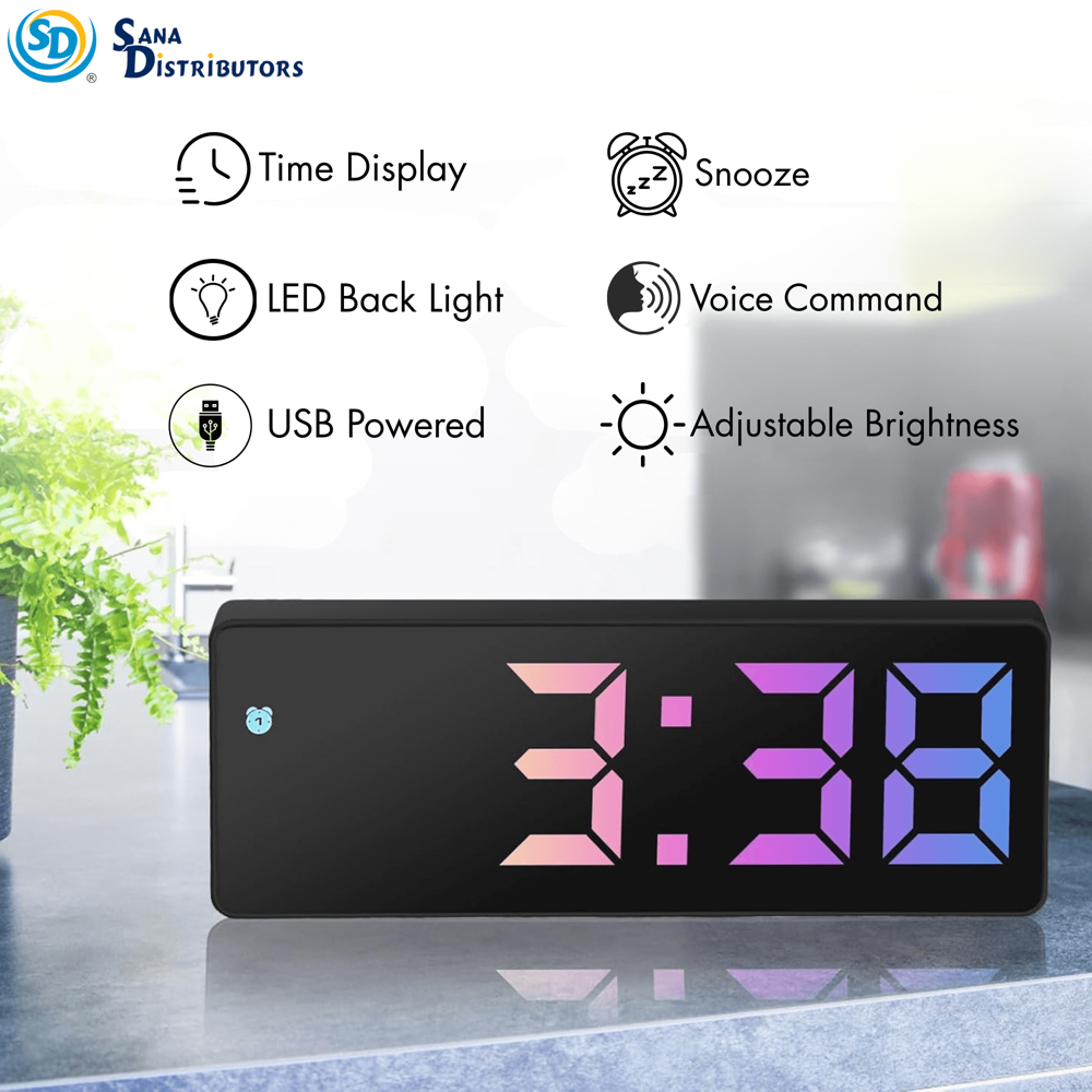LED Colourful Clock with USB Cable #gh0725
