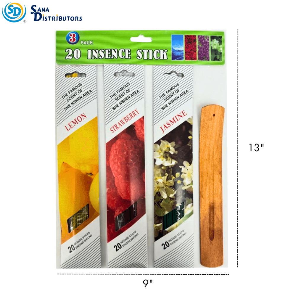 Incense Sticks 3pk 20pcs W/ Holder 13"x9"