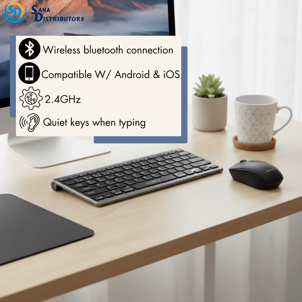 Aoas Bluetooth Wireless Kit with Keyboard and Mouse #a-1011