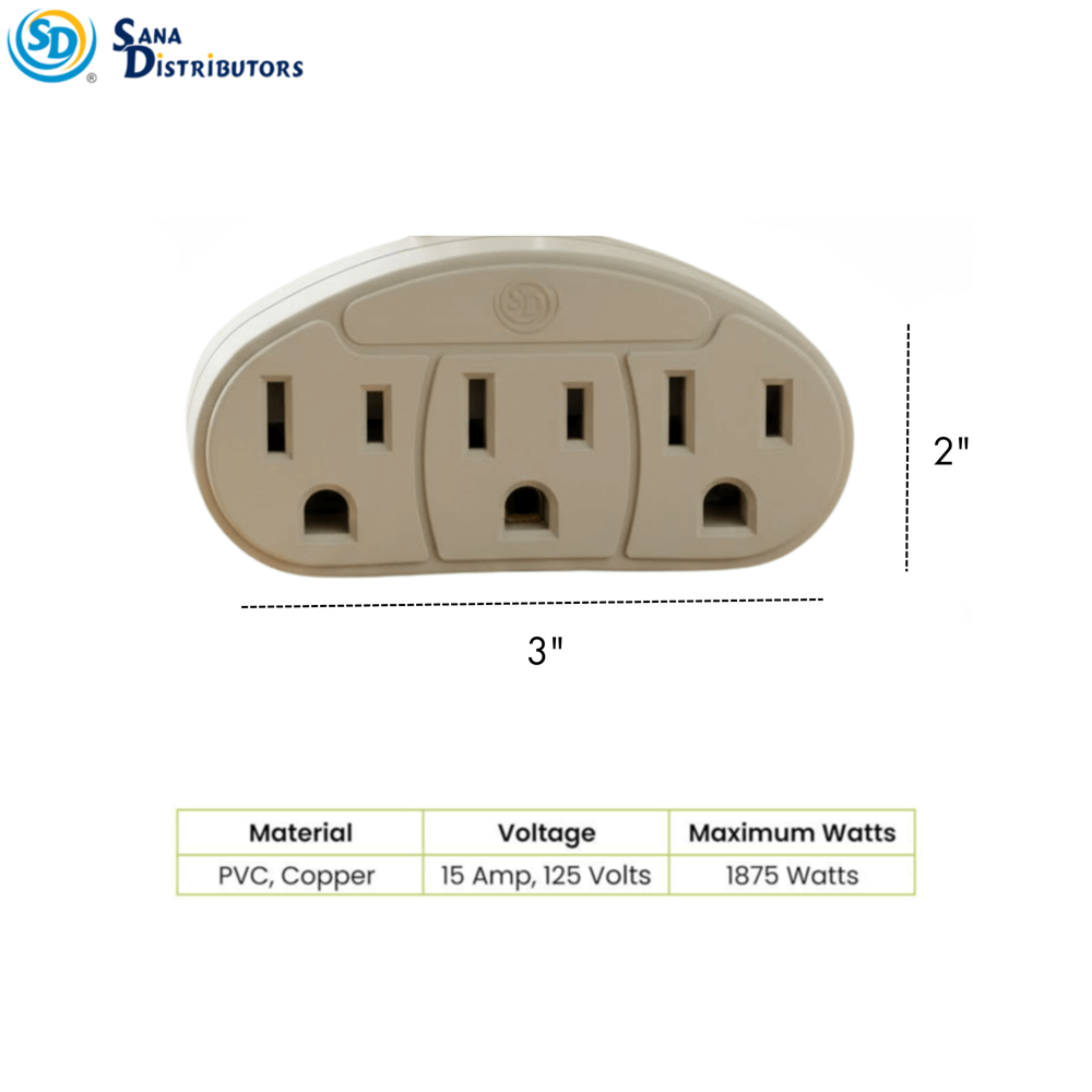 Sd Grounded Wall Tap 3 Outlet