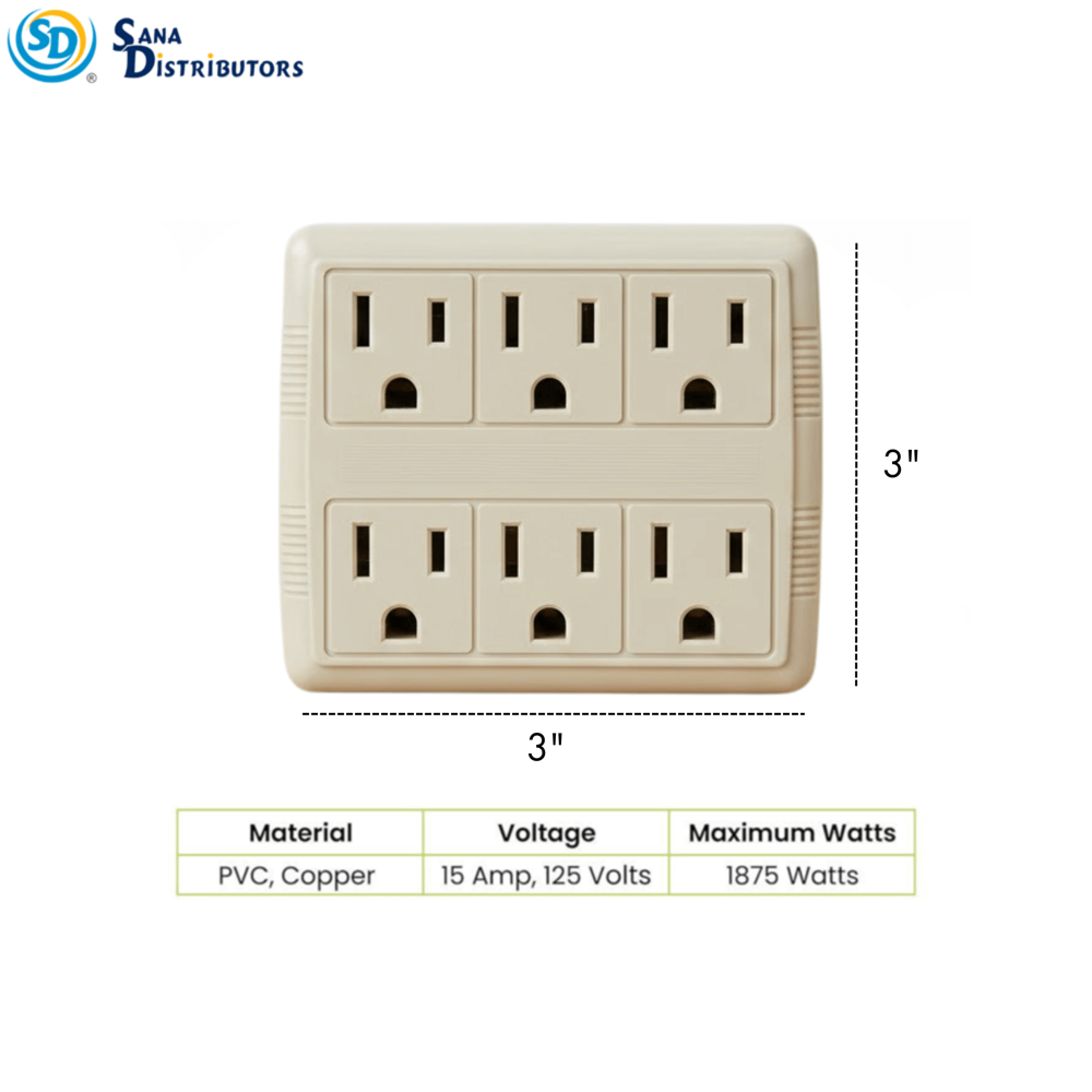 Sd Grounded Wall Tap 6 Outlet