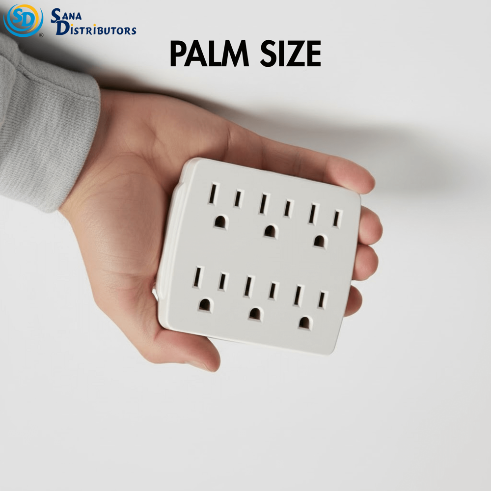 Sd Grounded Wall Tap with 6 Outlets - Without USB