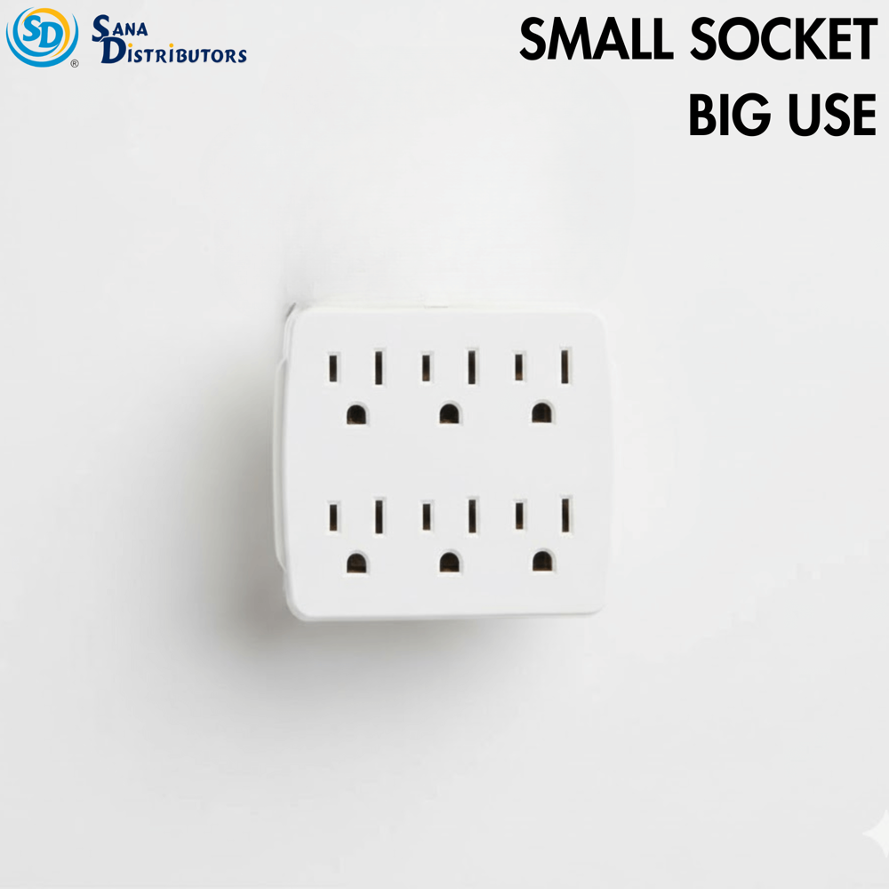 Sd Grounded Wall Tap with 6 Outlets - Without USB