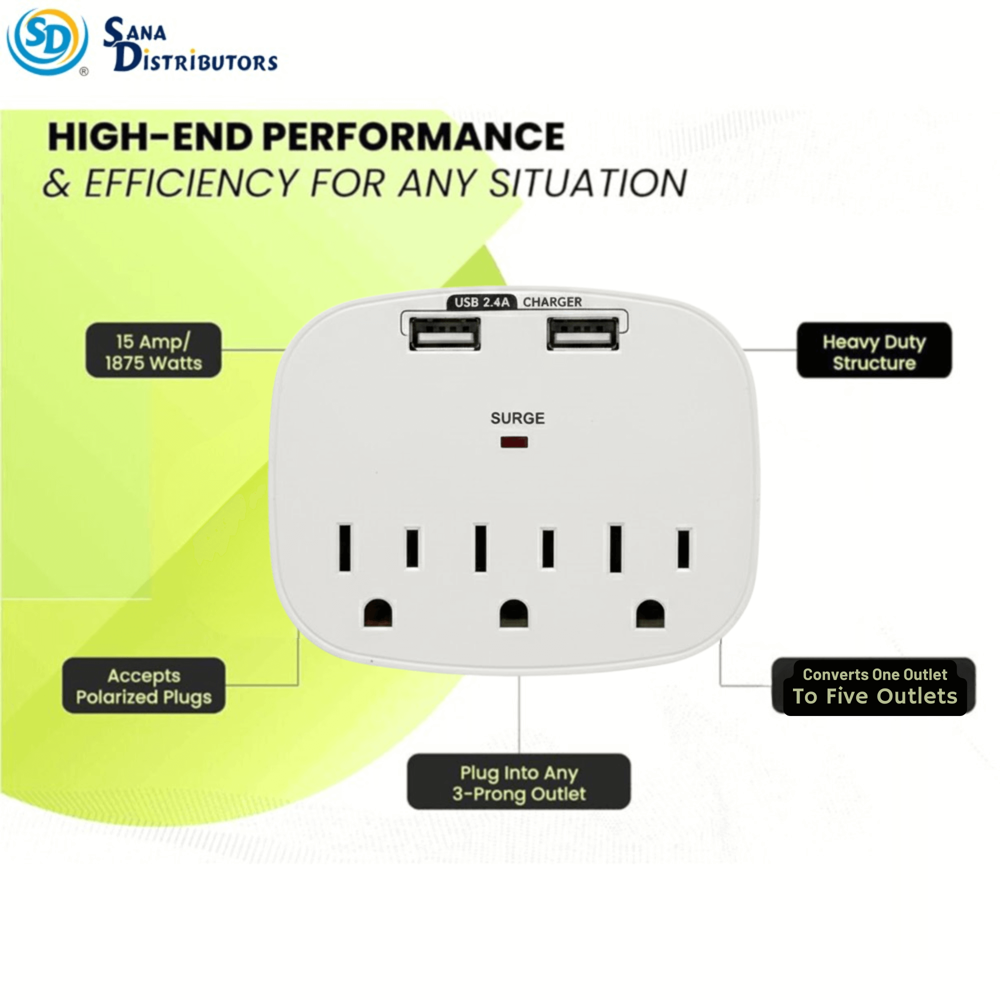 Sd Wall Tap with Dual USB 3 Outlet Max 2.4a
