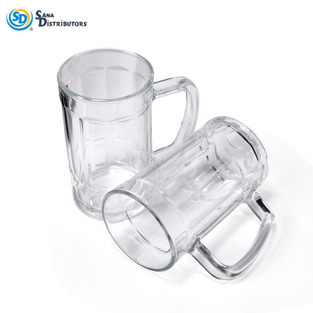 Glass Beer Mugs 2pcs 5" 400 mL