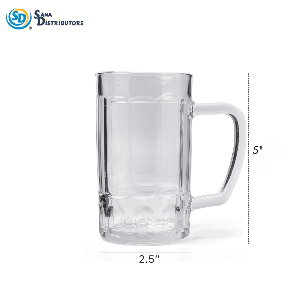 Glass Beer Mugs 2pcs 5" 400 mL