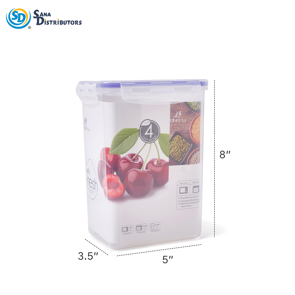 Plastic Storage Container 2500 mL 5"x3.5"x8"