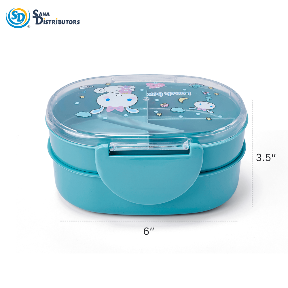 Plastic Lunch Box with Spoon 3.5"x6"
